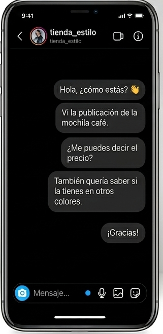 Clientes preguntando precios por Instagram