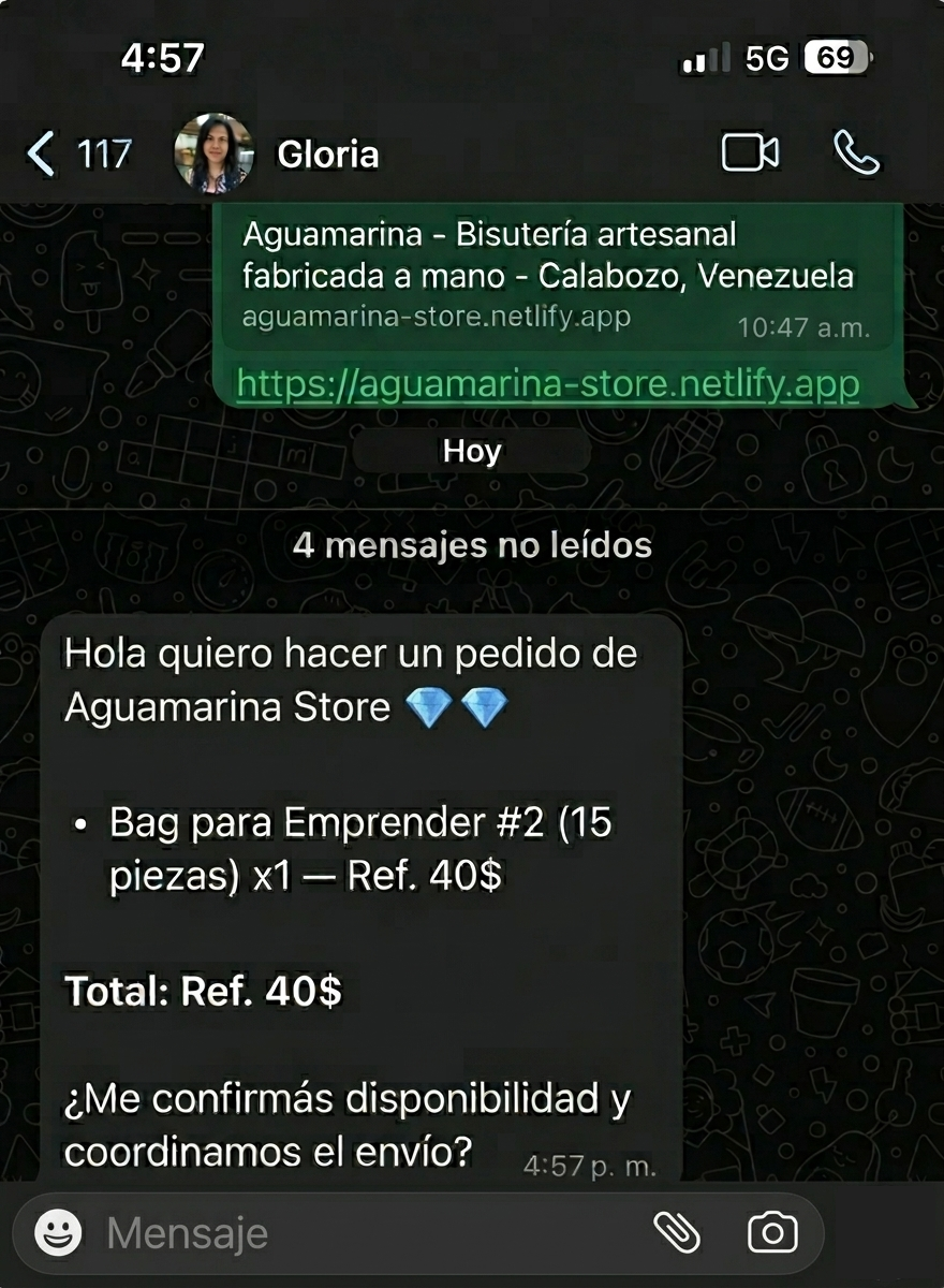 Pedido enviado por WhatsApp